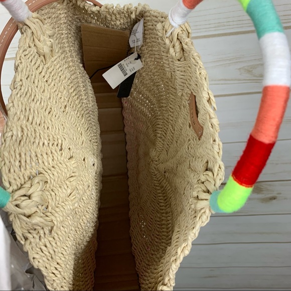 J.Crew Summer Neon White Pink Straw Color Block Crossbody Purse Shoulder Bag - Picture 12 of 15